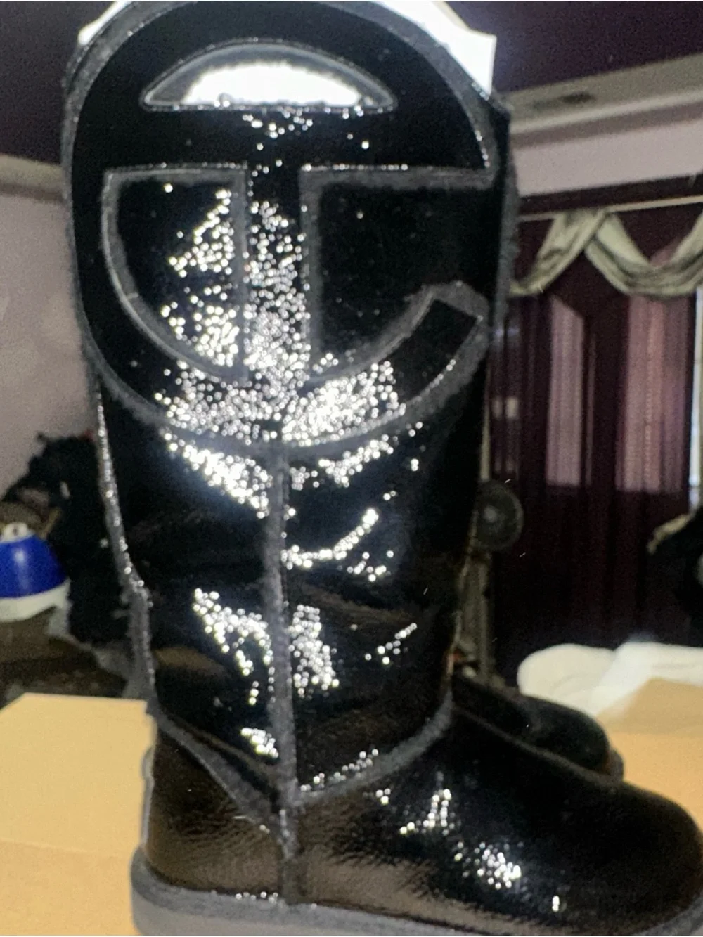 UGG/Telfar Black Patent Leather Boots